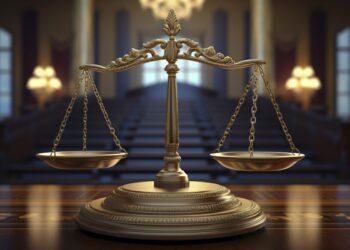 d cartoon view scales justice