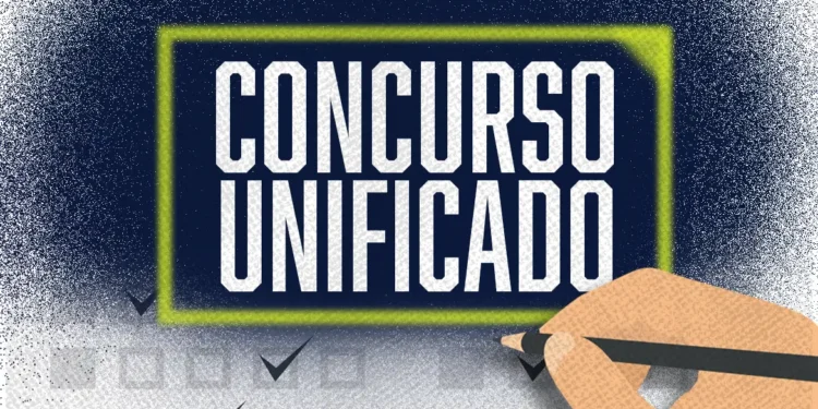 Imagem do logo 'Concurso Unificado' com uma mão preenchendo um formulário.