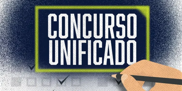 Ilustração com a frase "Concurso Unificado" e um formulário sendo preenchido, representando a segunda edição do Concurso Nacional Unificado.