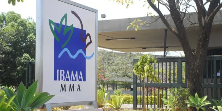 Logotipo do IBAMA em frente ao edifício do órgão, representando o concurso 2021