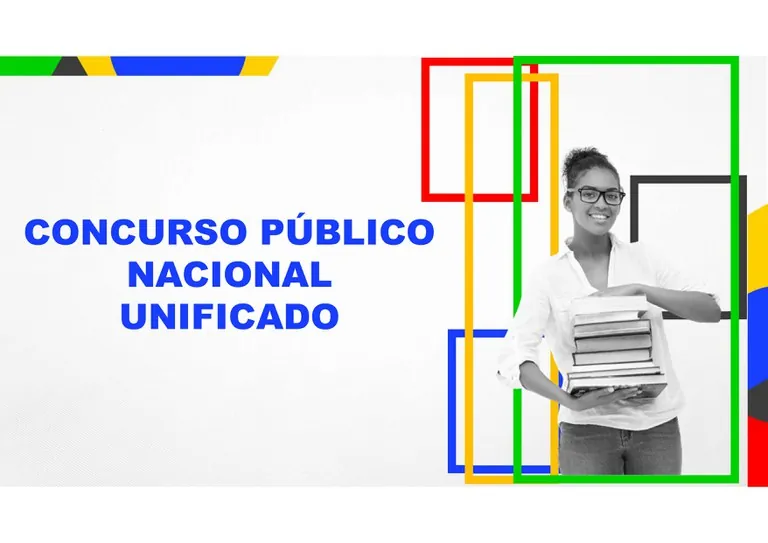 Banner do Concurso Público Nacional Unificado com estudante segurando livros