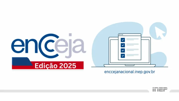 Informações sobre os requisitos para participação no Encceja 2025, com destaque para a inscrição online