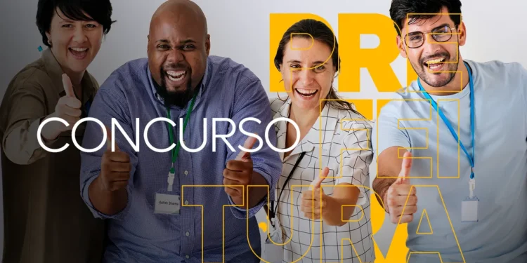 Pessoas comemorando e mostrando aprovação com o polegar para cima, representando um concurso público municipal