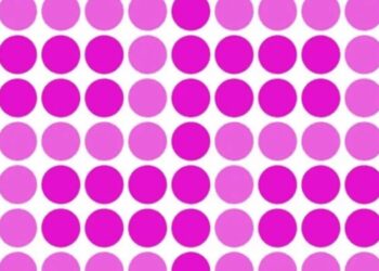 Teste de QI visual com círculos de tons de rosa. O objetivo é encontrar o número oculto entre as formas.