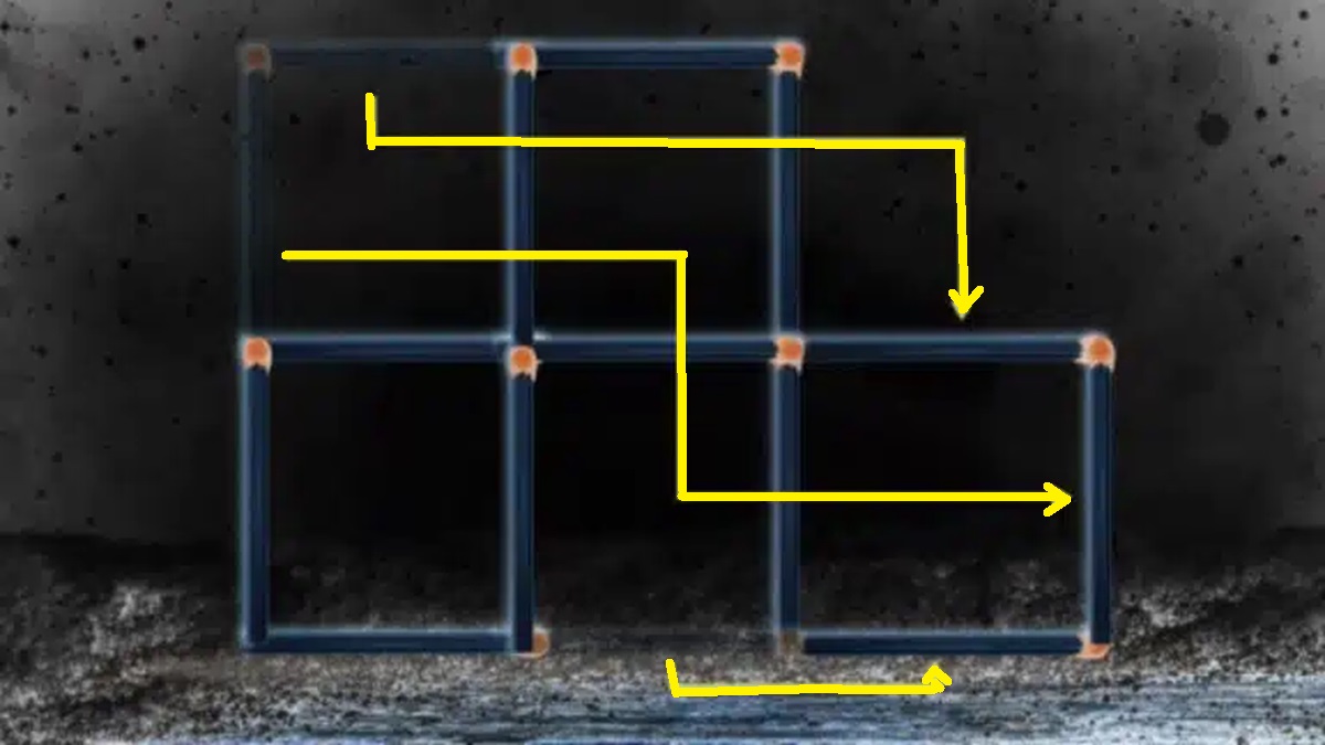 Solução do teste de QI com fósforos – Forme três quadrados iguais movendo três palitos.