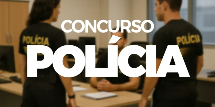 Grupo de policiais discutindo o concurso da Polícia Penal MG