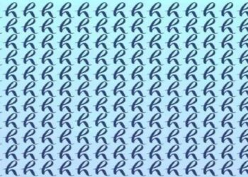 Desafio visual com várias letras "h" manuscritas, entre as quais uma letra "d" está oculta.