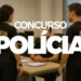 Imagem de policiais federais em ambiente de trabalho, com foco em preparação para concurso