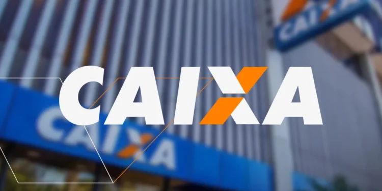 Fachada da Caixa Econômica Federal com logo em destaque.