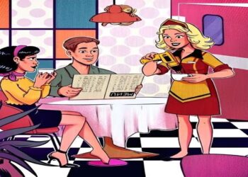 Desafio visual em cafeteria retrô com cinco erros escondidos na cena