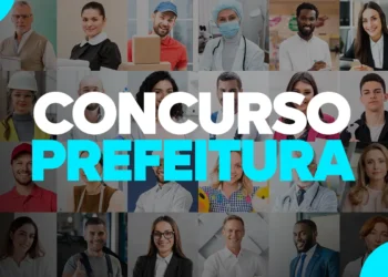 Imagem ilustrativa do concurso público da Prefeitura, com diversos profissionais de diferentes áreas, representando as oportunidades disponíveis.