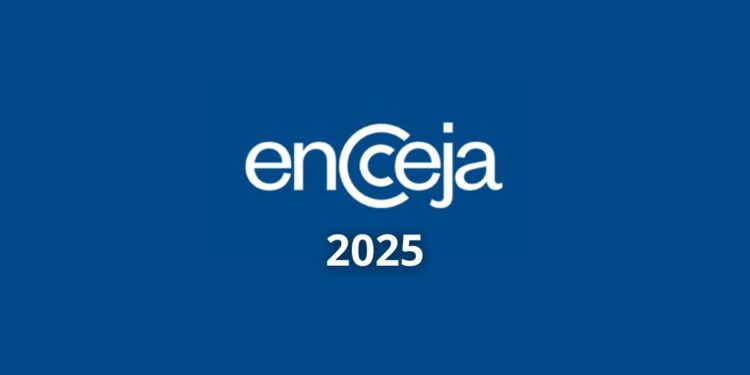 Logo do Encceja 2025 com fundo azul.
