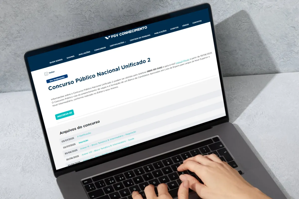 Tela de inscrição do Concurso Nacional Unificado 2025 no site da FGV.