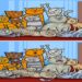 Teste visual com dois quadros de gatos para desafio de encontrar diferenças