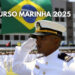 Militar da Marinha do Brasil em saudação com bandeira nacional ao fundo, concurso Marinha 2025.