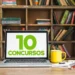 Imagem de um computador com o texto '10 Concursos' destacando oportunidades de concursos públicos em outubro