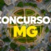 Vista aérea de uma rotatória urbana, com as palavras "CONCURSOS MG" em destaque, simbolizando oportunidades de concursos públicos em Minas Gerais, como o de Guarda Civil de Pedra Azul.
