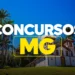 Fachada histórica em Minas Gerais com texto Concurso MG destacando oportunidades de concursos públicos no estado.