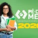 Jovem sorrindo com mochilas e cadernos, Pagamentos do pé de meia 2026.