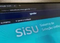 Tela de computador exibindo a página oficial do SiSU para acesso ao Sistema de Seleção Unificada do governo brasileiro.