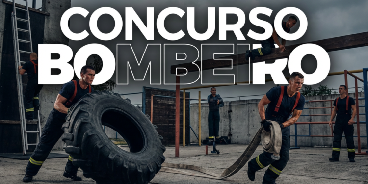 Bombeiros realizam exercícios intensos com pneu e mangueira em pátio de treinamento