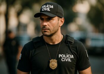 Agente da Polícia Civil uniformizado com boné e distintivo — concurso Polícia Civil Tocantins 450 vagas 2026