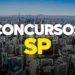Vista aérea de São Paulo com texto Concursos SP sobreposto