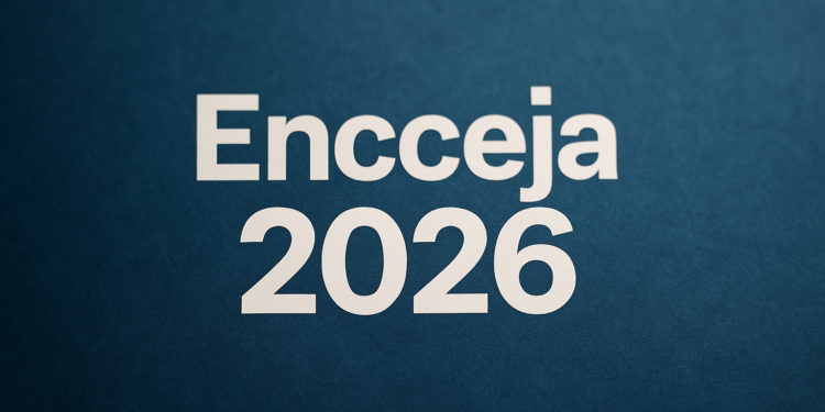 Texto Encceja 2026 em fundo azul escuro