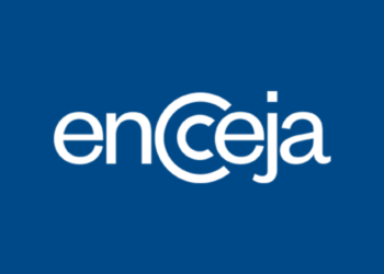 Logo oficial do Encceja em fundo azul