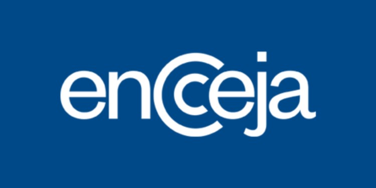 Logo oficial do Encceja em fundo azul