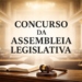 Plenário com martelo e balança com texto "Concurso da Assembleia Legislativa"