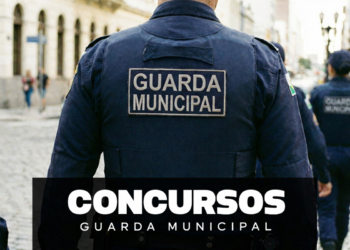 Guarda fardado em patrulha com texto "Concurso Guarda Municipal"