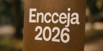 Livro com capa marrom e texto Encceja 2026 em destaque — Inep divulga edital Encceja 2026 e procedimento para justificar ausência de 2025