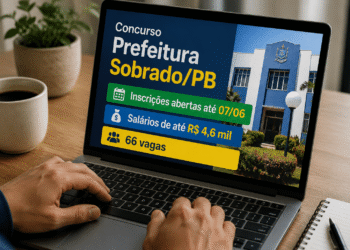 Concurso Prefeitura de Sobrado (PB): 66 vagas com salários de até R$ 8.288,92 encerra inscrições neste domingo